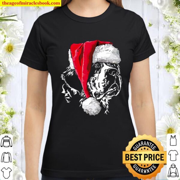 Funny Saint Bernard Santa Christmas dog mom gift present Classic Women T-Shirt
