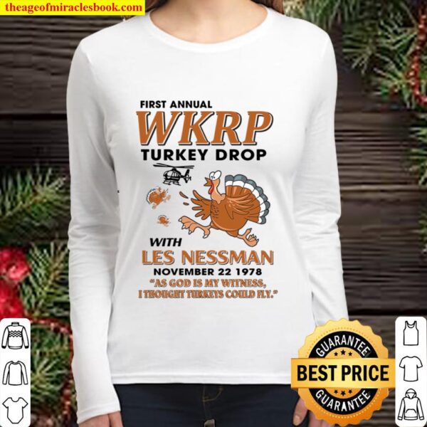 Funny Thanksgiving WKRP Turkey Drop Women Long Sleeved