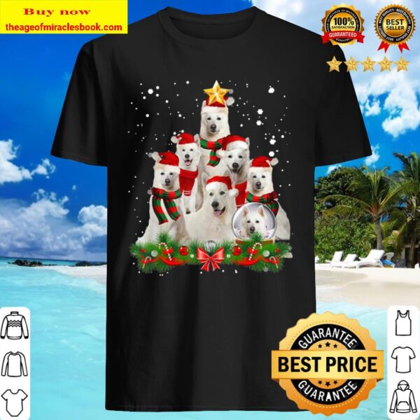 Funny White Shepherd Dog Christmas Tree Gift Shirt