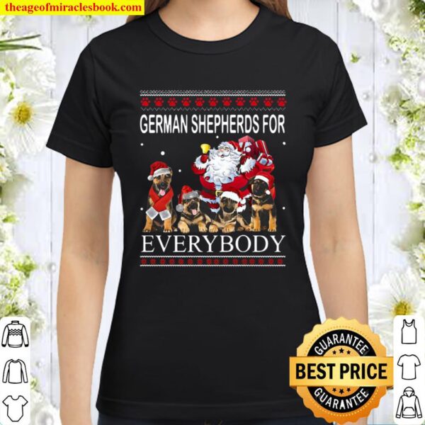 German Shepherds For Everybody Santa Claus Ugly Christmas Classic Women T-Shirt