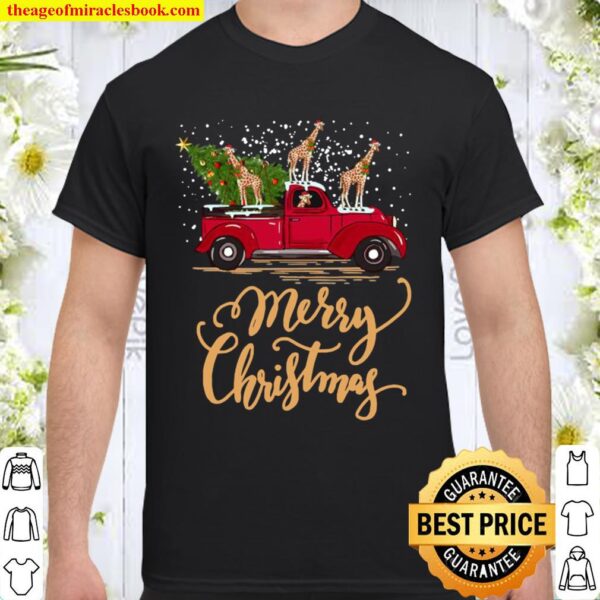 Giraffe driving christmas tree truck Shirt