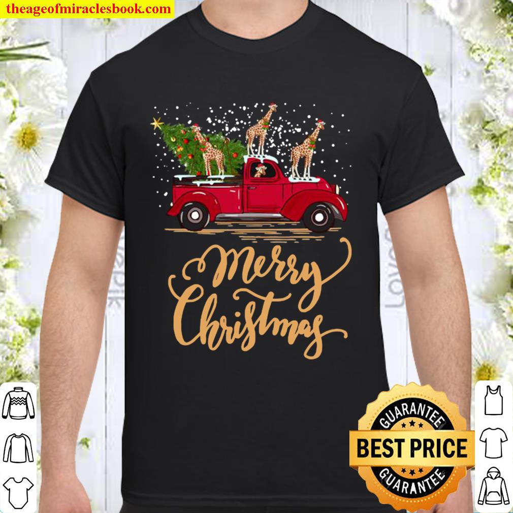 Giraffe driving christmas tree truck Shirt, Hoodie, Long Sleeved, SweatShirt