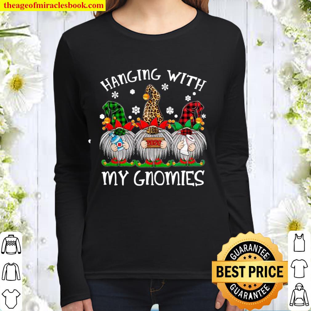 Hanging With My Gnomies Christmas 2020 Gnome Wearing Mask Women Long Sleeved