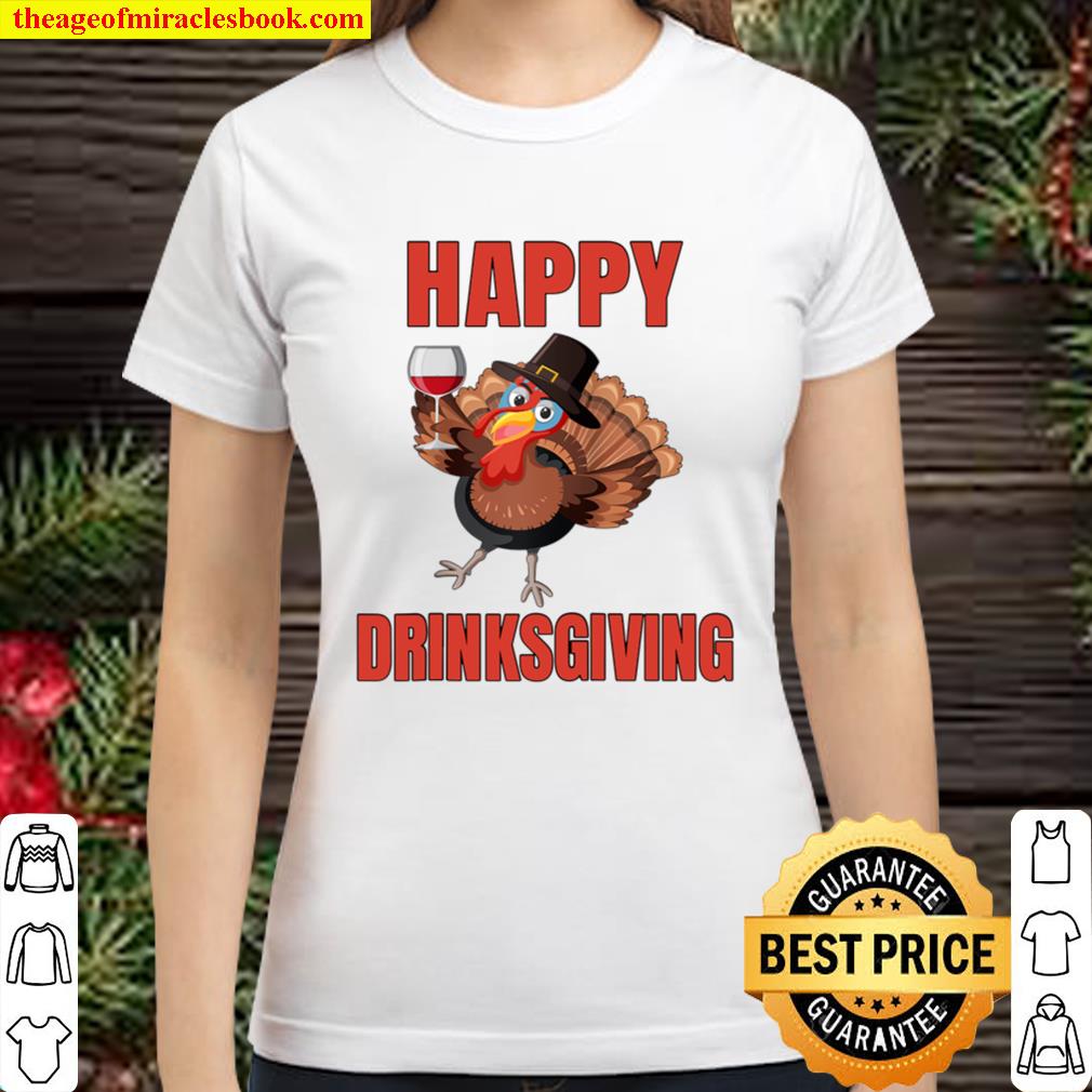 Happy Drinksgiving Funny Raglan Baseball Tee Classic Women T-Shirt