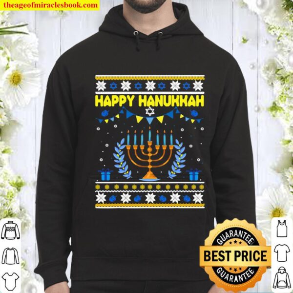 Happy Hanukkah Jew Menorah Jewish Ugly Christmas Hoodie
