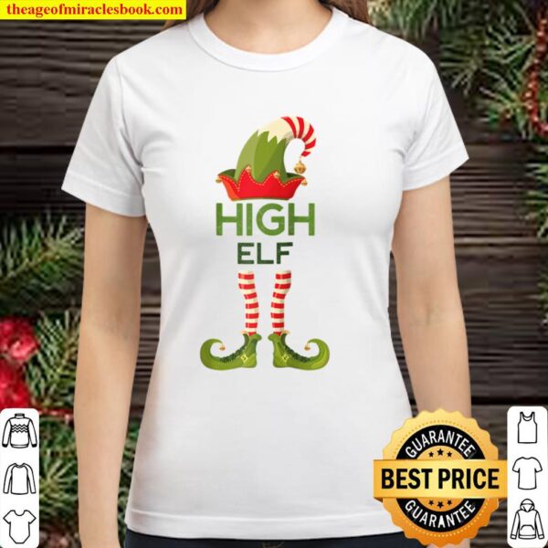 High Elf Matching Christmas Holiday Weed Cannabis Gift Raglan Baseball Classic Women T-Shirt
