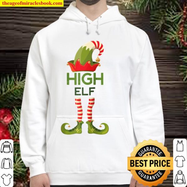 High Elf Matching Christmas Holiday Weed Cannabis Gift Raglan Baseball Hoodie