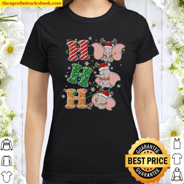 Ho Ho Ho Dumbo Christmas Hoodie, Elephant Christmas Classic Women T-Shirt