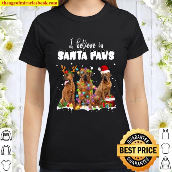 I believe in Santa Paws Christmas Basset Hounds Classic Women T-Shirt