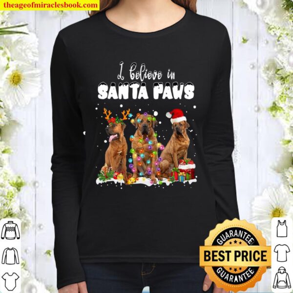 I believe in Santa Paws Christmas Basset Hounds Women Long Sleeved