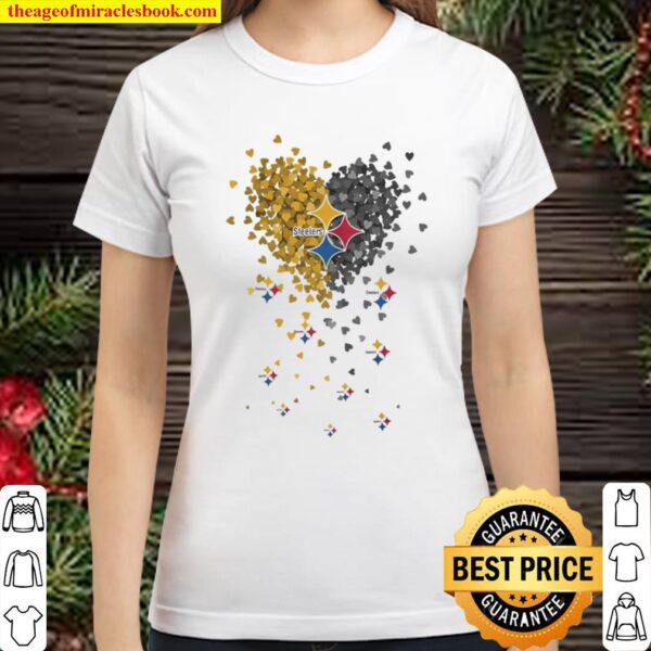 Love Pittsburgh Steelers Football Hearts Classic Women T-Shirt