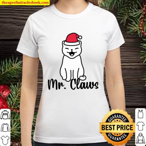 Matching Couple Christmas Shirts Mr Mrs Claws Cute Cat Classic Women T-Shirt