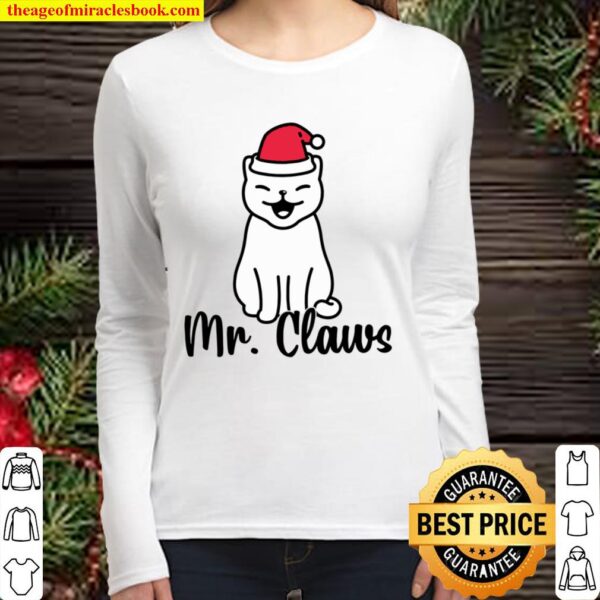 Matching Couple Christmas Shirts Mr Mrs Claws Cute Cat Women Long Sleeved