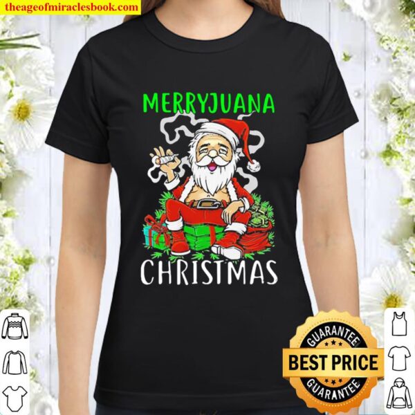 Merrjuana Christmas Santa Smoking Classic Women T-Shirt