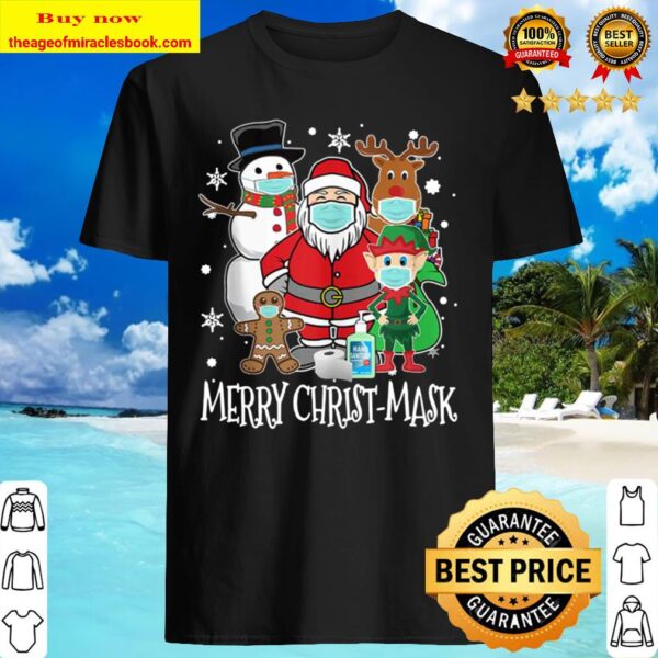 Merry Christ-Mask – Santa and the Gang Wearing Mask Shirt
