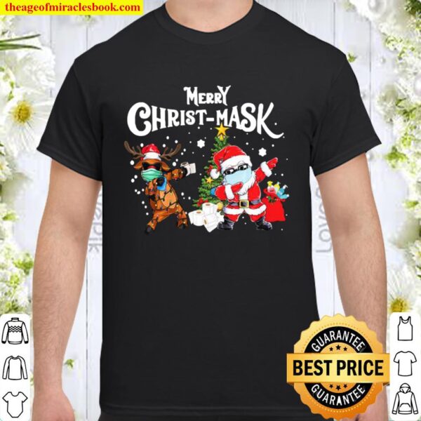 Merry Christmaks Santa Reindeer Face Mask christmas Shirt