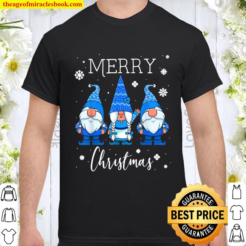 Merry Christmas Gnomes Xmas Three Blue Nordic Gnomes 2020 Shirt