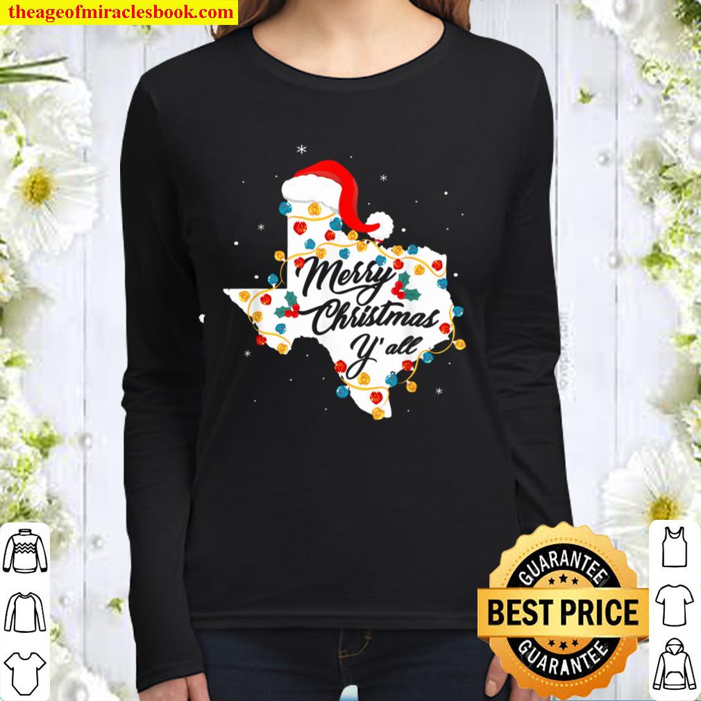 Merry Christmas Y_All Texas State Texan Holiday Women Long Sleeved