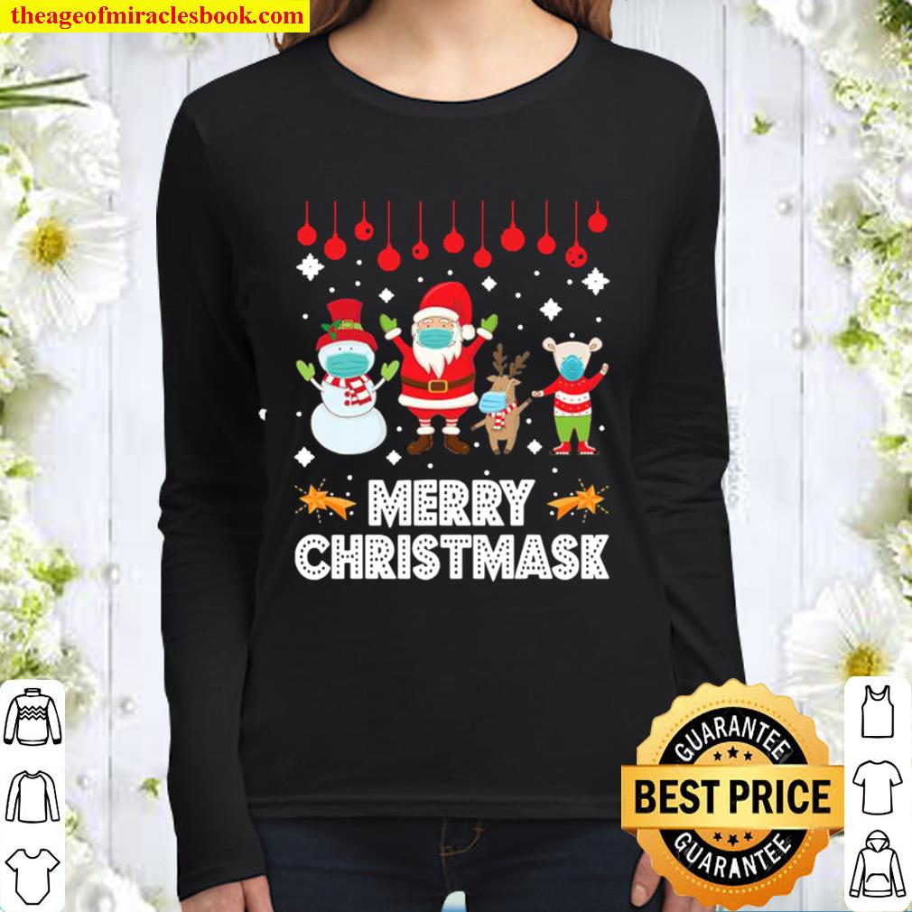 Merry Christmask Funny 2020 Christmas Xmas Wear Mask Women Long Sleeved