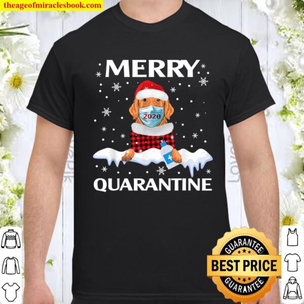 Merry Quarantine Christmas 2020 Golden Retriever Mask Family Shirt