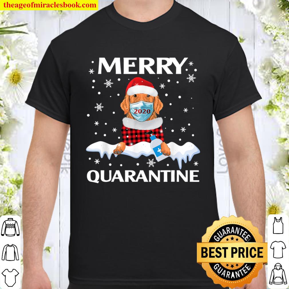 Merry Quarantine Christmas 2020 Golden Retriever Mask Family New Shirt