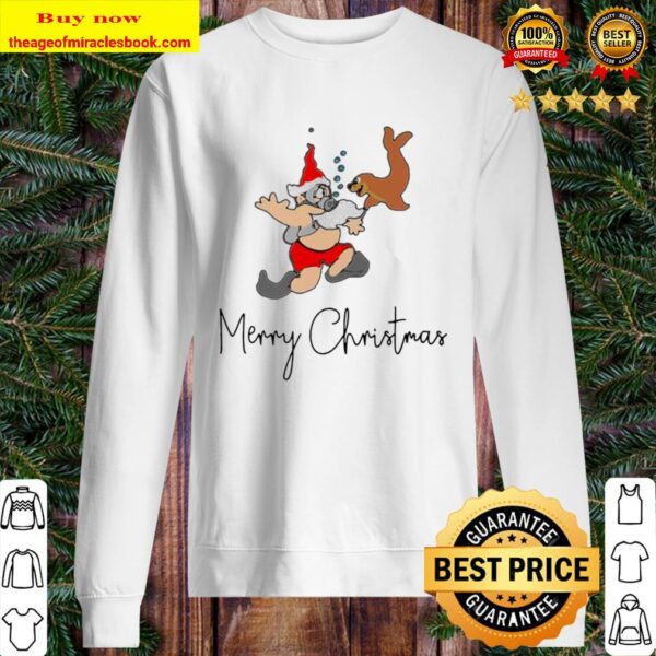 Merry christmas scuba diving seal Sweater