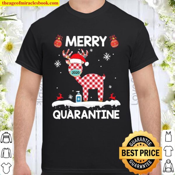 Merry quarantine christmas 2020 cute reindeer mask Shirt