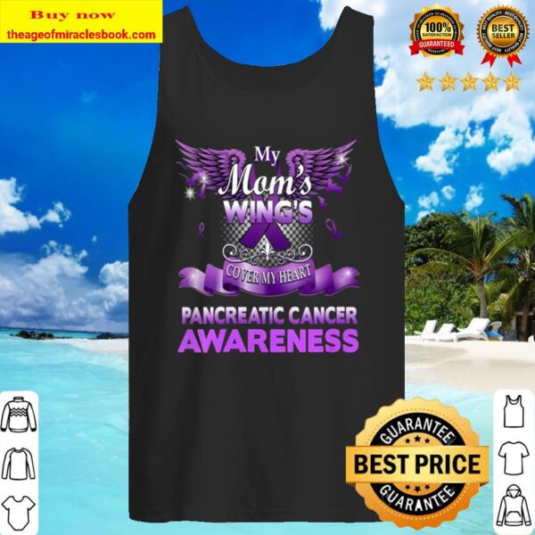 My Mom’s Wings Cover My Heart Pancreatic Cancer Awareness Tank Top