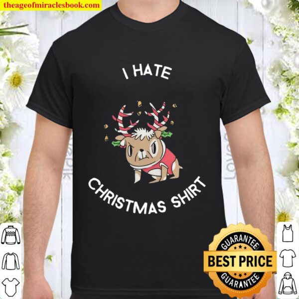 Nice Pug Bulldog Dog Deer Hate Anti Christmas Shirt