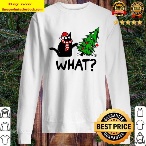 Official Black Cat What Merry Christmas Tree Sweater