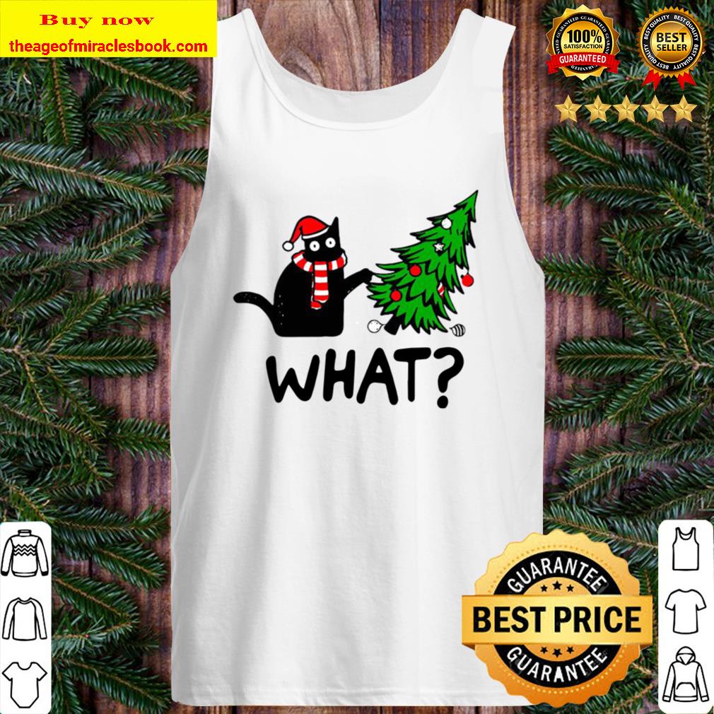 Official Black Cat What Merry Christmas Tree Tank Top