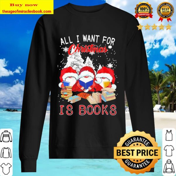 Official Gnomes all I want for Christmas is Books Sweater