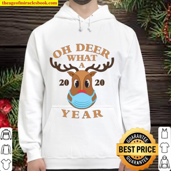 Oh Deer What A Year 2020 Reindeer Face Mask Hoodie