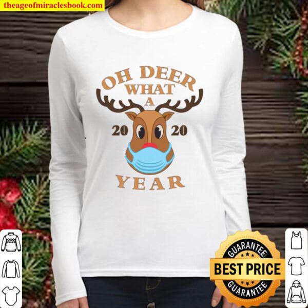 Oh Deer What A Year 2020 Reindeer Face Mask Women Long Sleeved