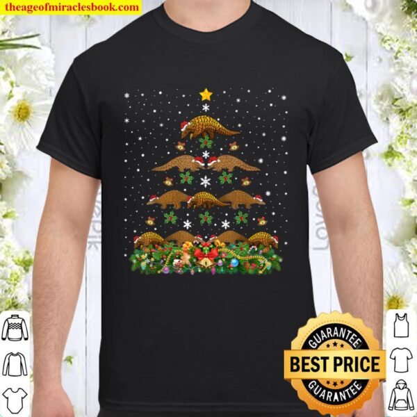 Pangolin Xmas Tree Gift Santa Hat Pangolin Christmas Shirt