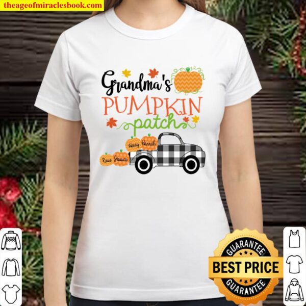 Personalized Grandma_s Pumpkin Patch Truck With Grandkid Classic Women T-Shirt