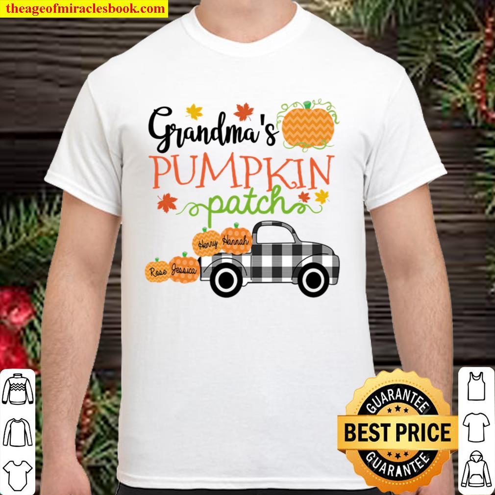 Personalized Grandma’s Pumpkin Patch Truck With Grandkid Shirt, Hoodie, Long Sleeved, SweatShirt