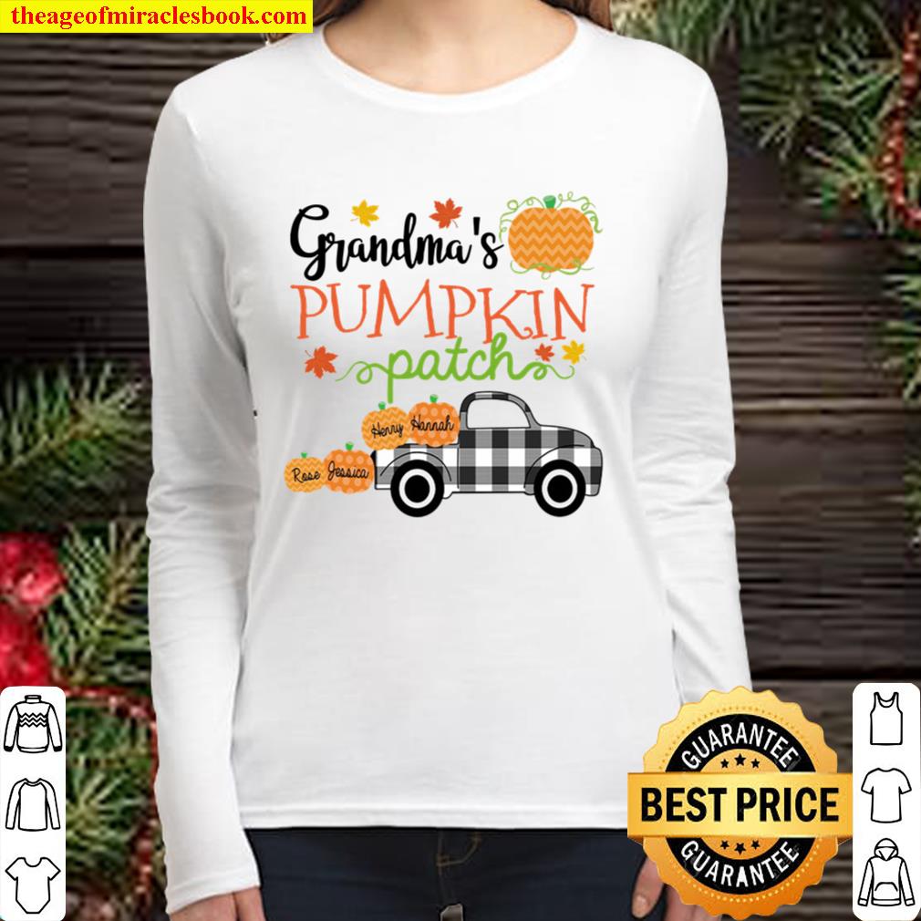 Personalized Grandma_s Pumpkin Patch Truck With Grandkid Women Long Sleeved