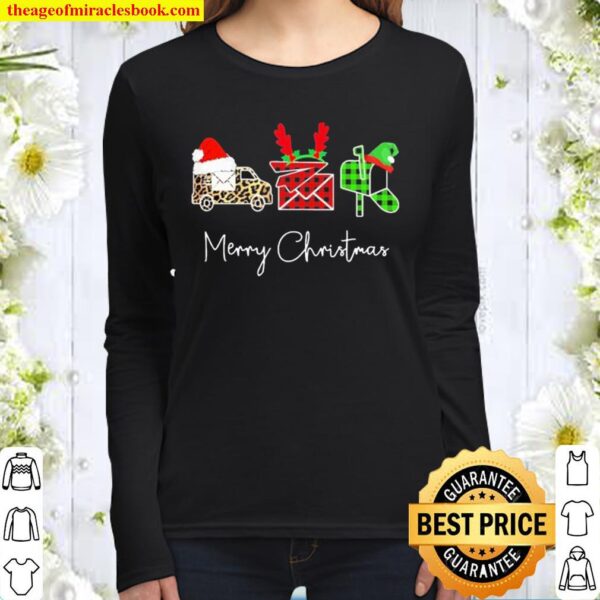Plaid Letters Merry Christmas 2020 Women Long Sleeved