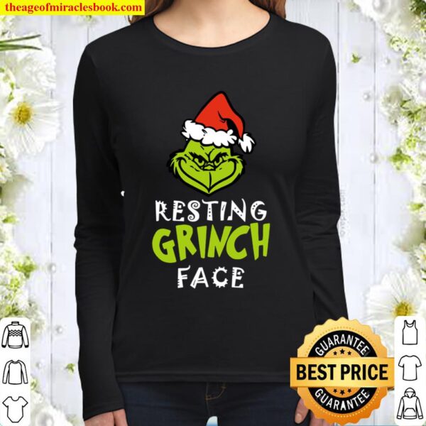 Resting Grinch Face Christmas Women Long Sleeved