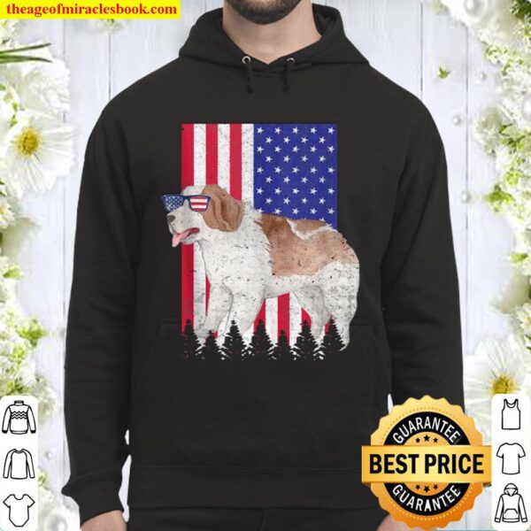 Saint bernard patriotic dog usa pride american flag Hoodie
