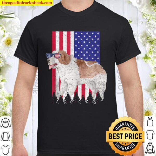 Saint bernard patriotic dog usa pride american flag Shirt