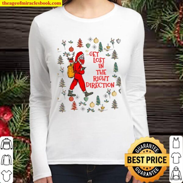 Santa Claus And Pug Reindeer Get Lost In The Right Direction Christmas Women Long Sleeved