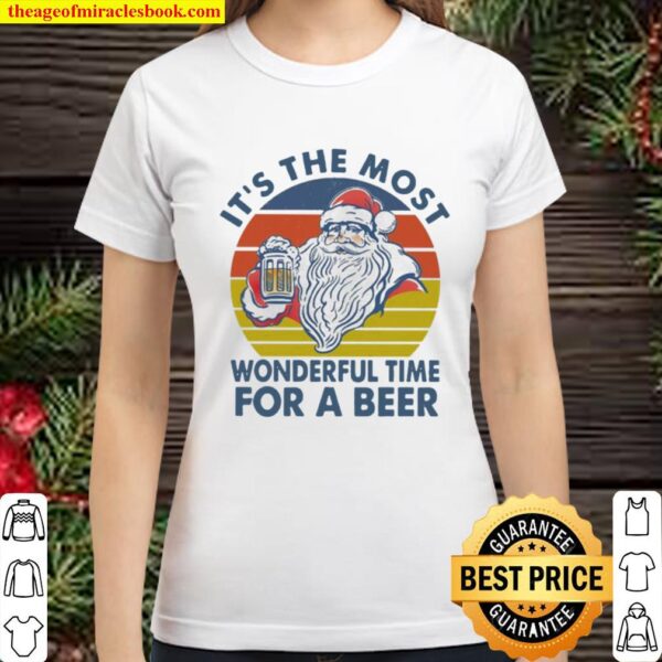 Santa Claus It’s the most wonderful time for a Beer vintage Christmas Classic Women T-Shirt