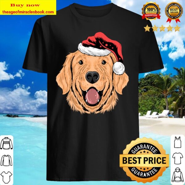 Santa Golden Retriever Puppy Dog Funny Christmas Gift Shirt