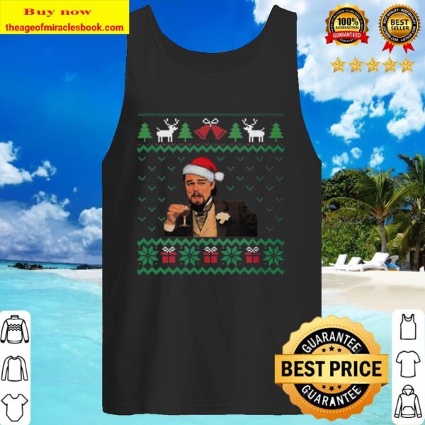 Santa Leonardo DiCaprio Wearing Santa Claus Hat Funny Ugly Christmas Tank Top