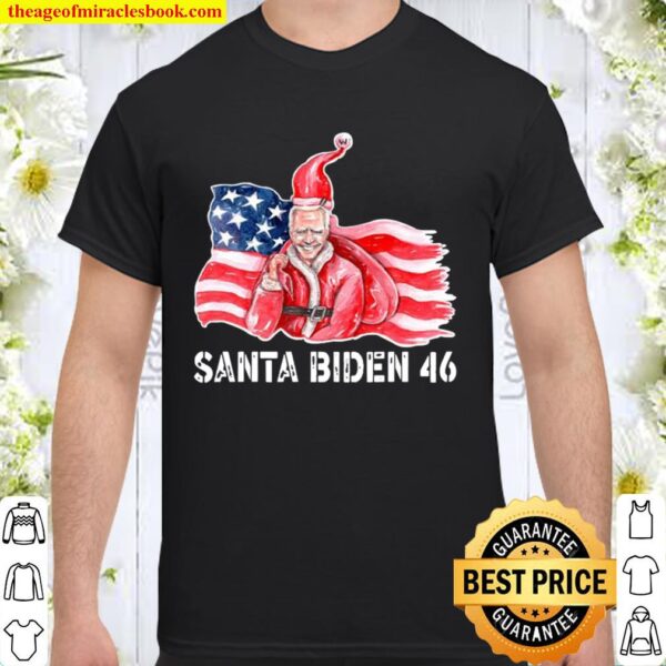 Santa biden harris 46 2020 we did it joe american flag Shirt