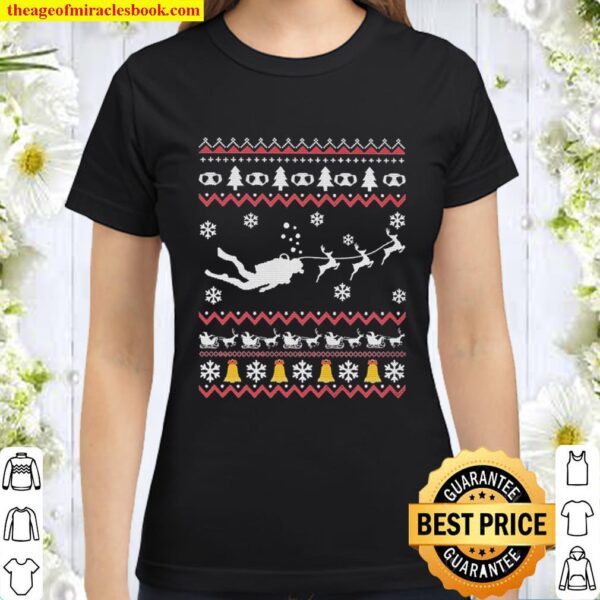 Scuba Diving Merry Ugly Christmas Classic Women T-Shirt