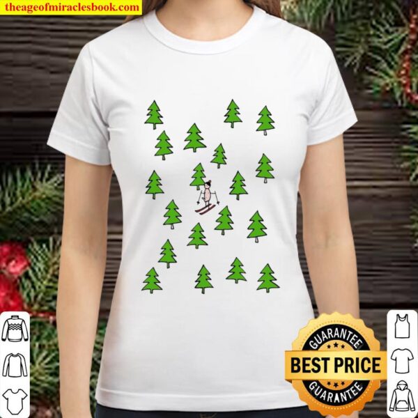 Ski Equipment Christmas Tree Classic Women T-Shirt