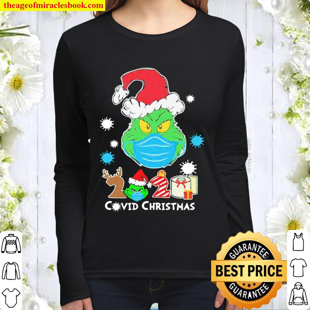 The Grinch face mask 2020 Covid Christmas Women Long Sleeved